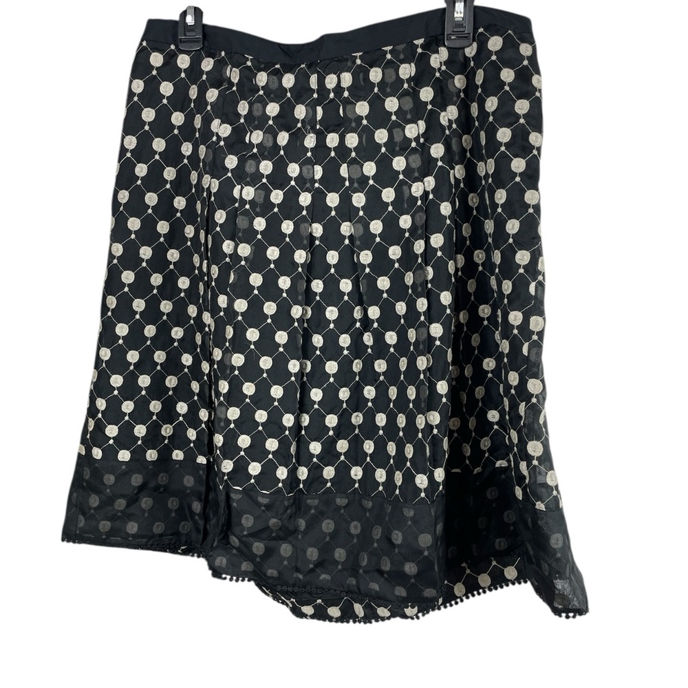 Ann Taylor Black/Cream Geometric A-Line Skirt, Size 14‎